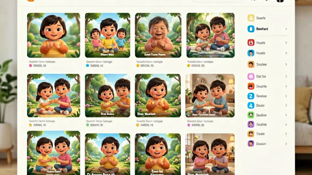 片多多家庭观影专区界面截图，展示动画与亲子电影的分类排列与片名封面